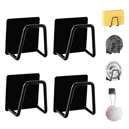 LEFTSTARER 4 Pack Sink Sponge Holder for Kitchen Sink Caddy Premium SUS304 Stainless Steel Rustproof Waterproof Quick Drying Small Strong Adhesive Sponge Holder (4) - Image 1