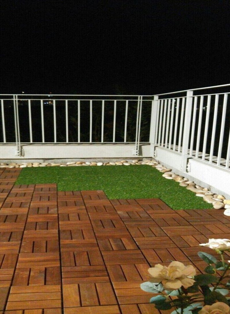 HOME TASTE Hard Wood Interlocking Patio Deck Tiles Acacia Wood Deck Tiles Interlocking Outdoor, Patio Tiles Outdoor Interlocking Waterproof All Weather. (10_ Pieces)  - Image 4