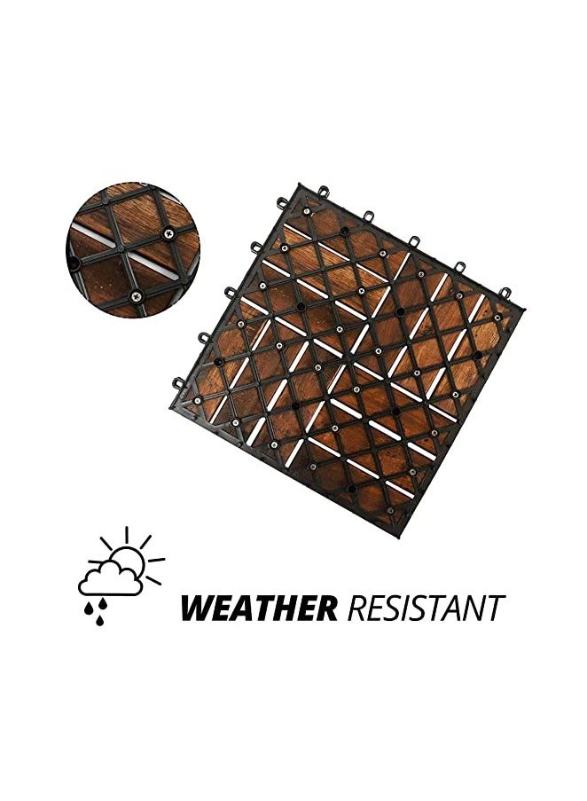 HOME TASTE Hard Wood Interlocking Patio Deck Tiles Acacia Wood Deck Tiles Interlocking Outdoor, Patio Tiles Outdoor Interlocking Waterproof All Weather. (10_ Pieces)  - Image 5