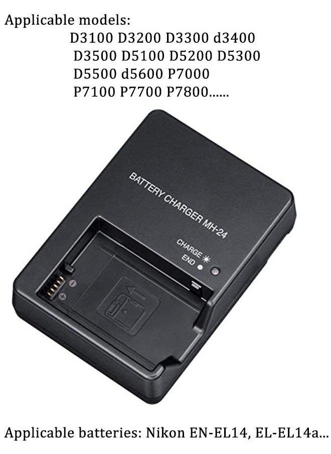 AZorb Camera Battery Charger MH-24 Charger compatible with Nikon D3100, D5100, D5200,D3300,D3200, P7000, P7100 for EN-EL14 Battery  - Image 2