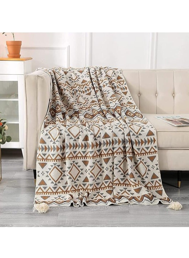 Beauenty Boho Throw Blanket, Home Decor Stripe Woven Blanket with Tassels, Super Soft Cozy Lightweight Warm for Chair Bed Couch Decorative, Knit Throw Blankets for Bed Couch Sofa Office (127x152cm, Beige)  - Image 5