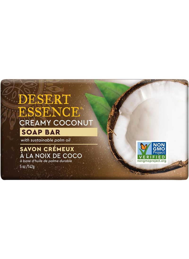 DESERT ESSENCE - Desert Essence Creamy Coconut Soap Bar Softening Jojoba Oil Soothing Colloidal Oatmeal  Safe for Sensitive Skin Face  Body Vegan CrueltyFree - Image 1