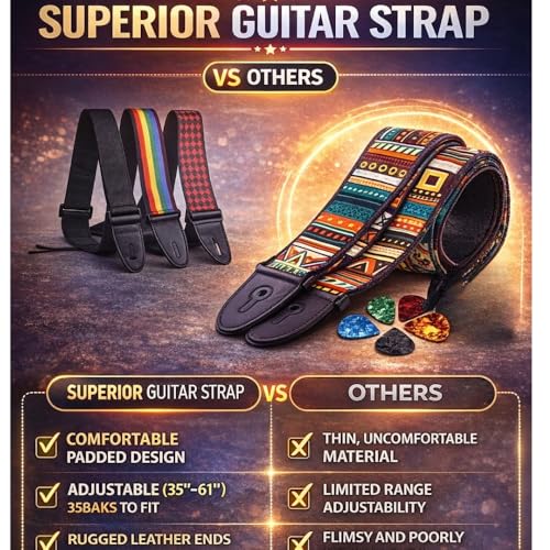 MOCKING BIRD Guitar Strap for Acoustic Adjustable Buckle Electric Guitar Strap Polyester Guitar Belt For Acoustic/Bass/Electric Guitar (bohemian) - Image 5