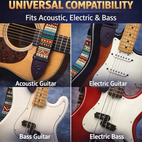MOCKING BIRD Guitar Strap for Acoustic Adjustable Buckle Electric Guitar Strap Polyester Guitar Belt For Acoustic/Bass/Electric Guitar (bohemian) - Image 2
