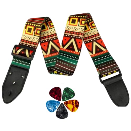 MOCKING BIRD Guitar Strap for Acoustic Adjustable Buckle Electric Guitar Strap Polyester Guitar Belt For Acoustic/Bass/Electric Guitar (bohemian) - Image 1