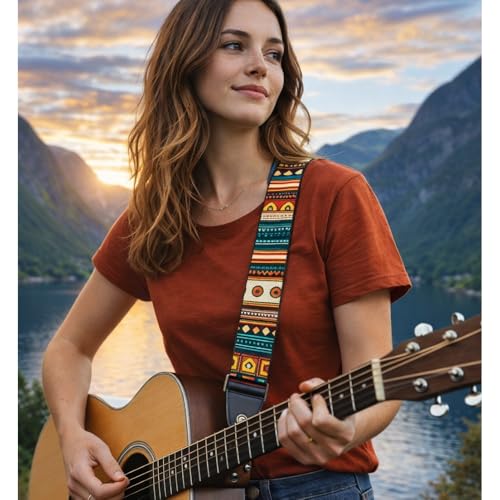 MOCKING BIRD Guitar Strap for Acoustic Adjustable Buckle Electric Guitar Strap Polyester Guitar Belt For Acoustic/Bass/Electric Guitar (bohemian) - Image 3