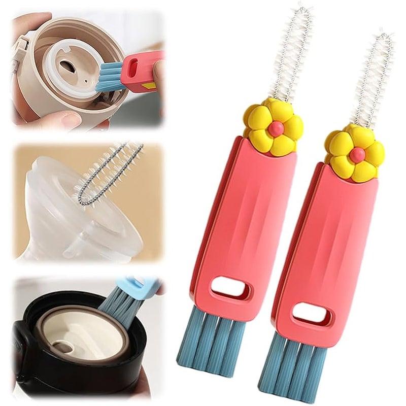 Fauppt Multifunctional 3 in 1 Cup Lid Cleaning Brush, 2026 Upgraded Cup Cleaning Brush Portable Crevice Cleaning Brush Set for Bottle Gap Tight Spaces Cup, Cup Lid Cleaning Brush for Home Use (red*2) - Image 1