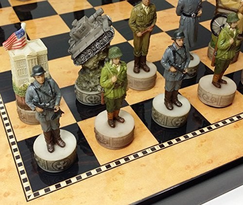HPL World War 2 US vs Germany Chess Set Hand Painted WWalnut and Maple Color Board WW2 - Image 1