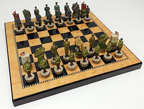 HPL World War 2 US vs Germany Chess Set Hand Painted WWalnut and Maple Color Board WW2 - Image 4