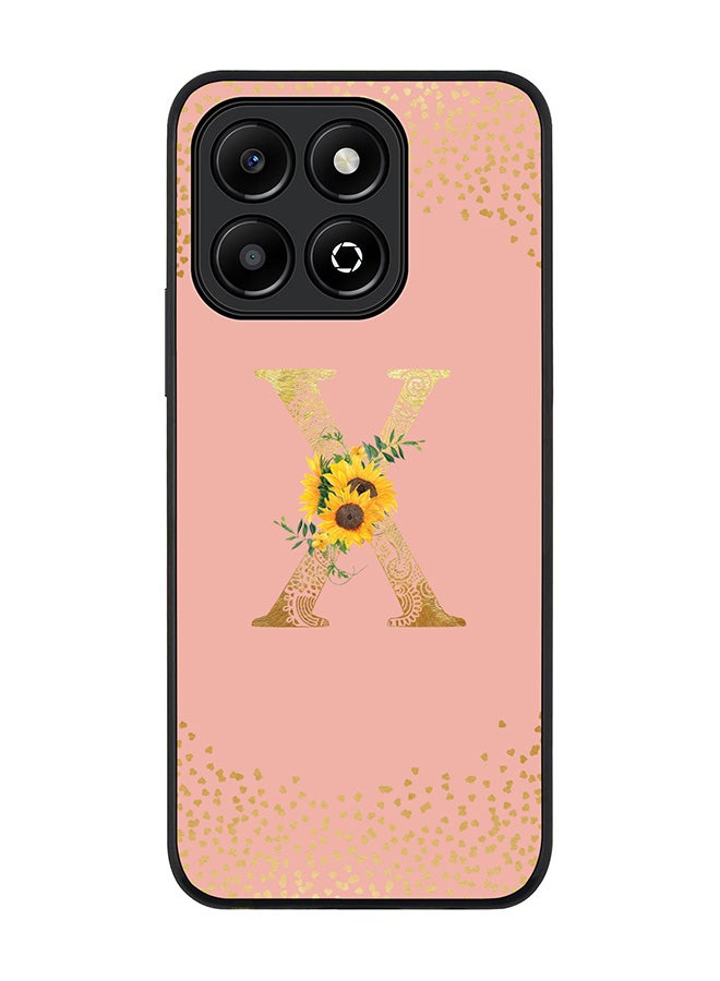 Stylizedd For Honor X6B Case,Slim fit Camera Protection, Shockproof Thin Phone cover - Custom Floral Monogram - X (Rose Pink ) - Image 1