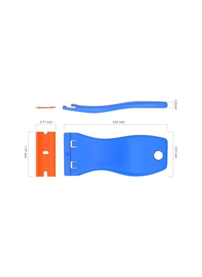 PROMASS 2 Pcs Plastic Razor Blade Scraper and 10 Pcs Blades, Remove Label Decal Tool,Forwithout Scratches Plastic Razor Blade Scraper, Adhesive Remover for Kitchen Appliances,Stickers and Paints on Window  - Image 3