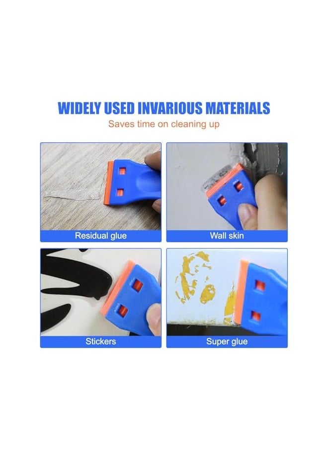 PROMASS 2 Pcs Plastic Razor Blade Scraper and 10 Pcs Blades, Remove Label Decal Tool,Forwithout Scratches Plastic Razor Blade Scraper, Adhesive Remover for Kitchen Appliances,Stickers and Paints on Window  - Image 5