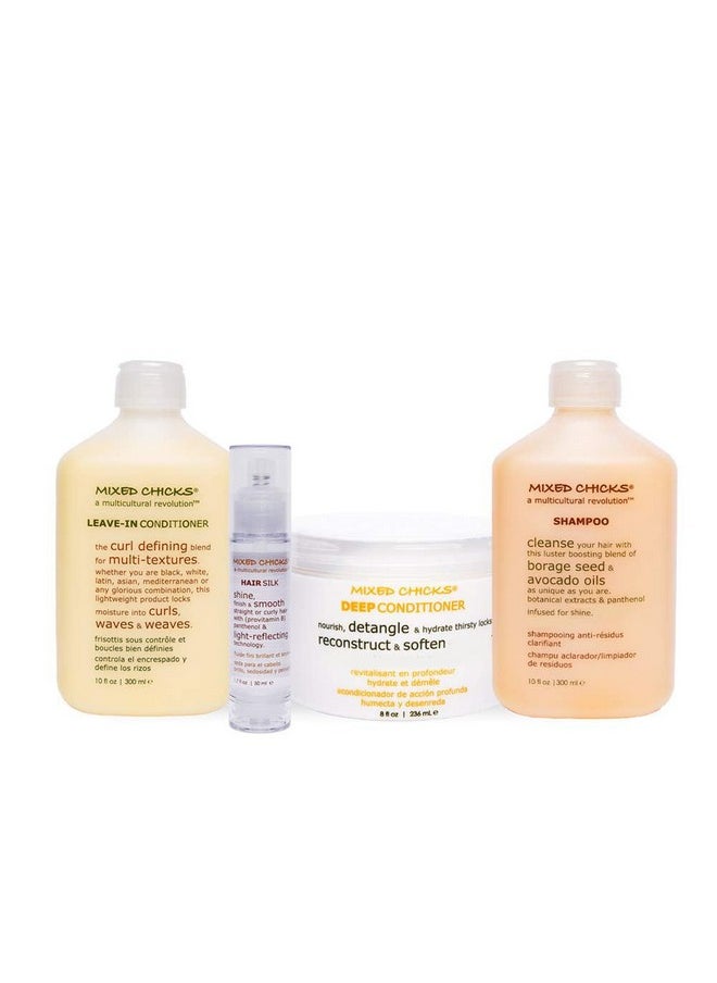 Mixed Chicks Mixed Chicks Quad Pack - Shampoo 10 fl. oz., Deep Conditioner, 8.0 fl. oz., Leave-In Conditioner, 10 fl. oz., Hair Silk, 1.7 fl. oz  - Image 2