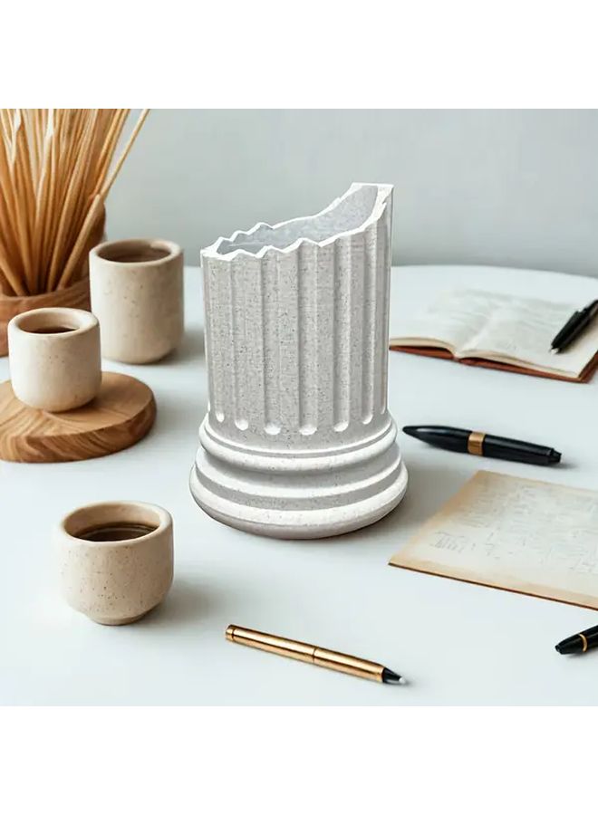 White Roman Column Pen Holder Unique Gift Desk Organizer Office Decor - Image 4
