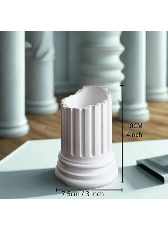 White Roman Column Pen Holder Unique Gift Desk Organizer Office Decor - Image 2