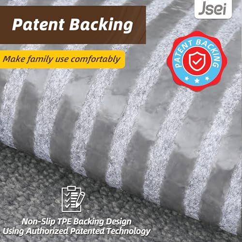 JSEI Non-Slip Stair Treads for Wooden Steps Indoor, 15 Pack 8" X 30" Edging Stair Rugs with TPE Backing, Carpet Stair Treads for Kids Elders & Pets, 100% Polyester Soft Stair Runners, Light Grey - Image 4
