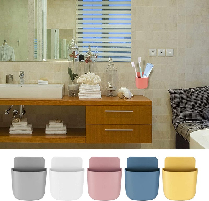 TOOINKCV 6 Pcs Remote Control Holder Wall Mounted, Self-Adhesive Wall Mount Phone Pen Pencil Makeup Brushes Glasses Holder Storage Box Organizer for Wall Beside Table - Image 5