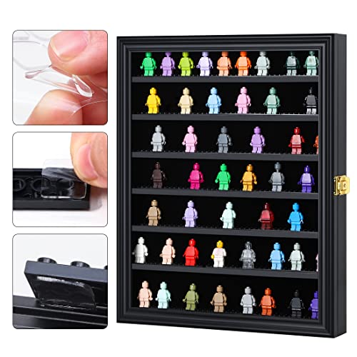 VERANI Minifigure Display Case - Miniature Action Figure Display Box - Wall Mount Figures Memorabilia Display Cabinet for with Uv Protected Anti Fade 92% Clear for Small Objects Lockable Large Black - Image 3