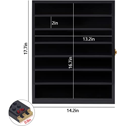 VERANI Minifigure Display Case - Miniature Action Figure Display Box - Wall Mount Figures Memorabilia Display Cabinet for with Uv Protected Anti Fade 92% Clear for Small Objects Lockable Large Black - Image 4