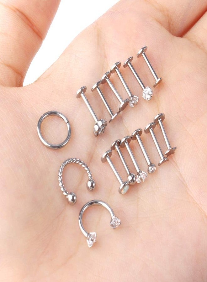 ONESING 18 Pcs 16G Tragus Earrings for Women Piercing Jewelry Cartilage Earring Studs Barbell Lip Stainless Steel - Image 5