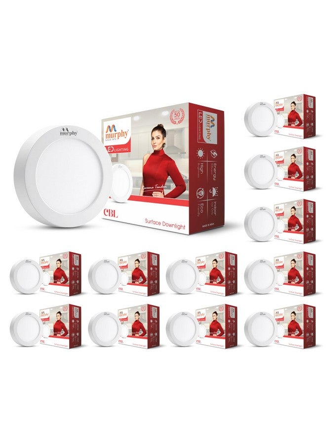Murphy 9W CBL Round Surface LED Down Light, Pack of 12, Cool White,Aluminium - Image 1