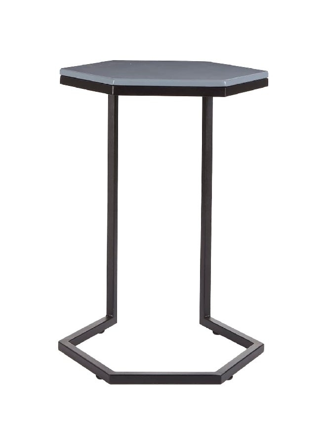 طقم طاولات متداخلة أنيقة سداسية الشكل حديد وخشب قطعتين أبيض ورمادي 25 x 18 x 18 بوصة MP1279 - Image 1