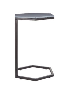 ماركة غير محددة طقم طاولات متداخلة أنيقة سداسية الشكل حديد وخشب قطعتين أبيض ورمادي 25 x 18 x 18 بوصة MP1279  - Image 2