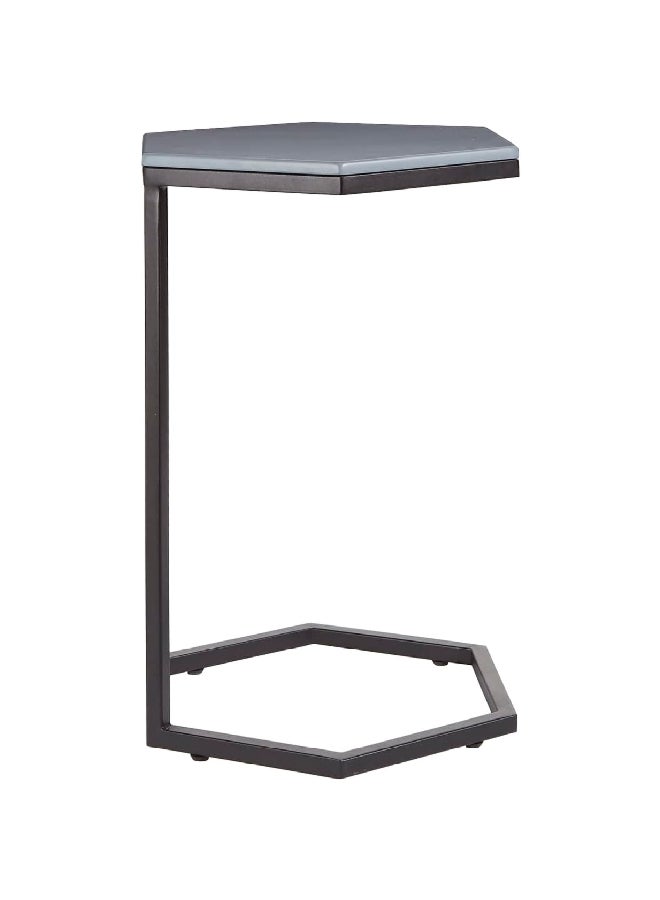 طقم طاولات متداخلة أنيقة سداسية الشكل حديد وخشب قطعتين أبيض ورمادي 25 x 18 x 18 بوصة MP1279 - Image 2