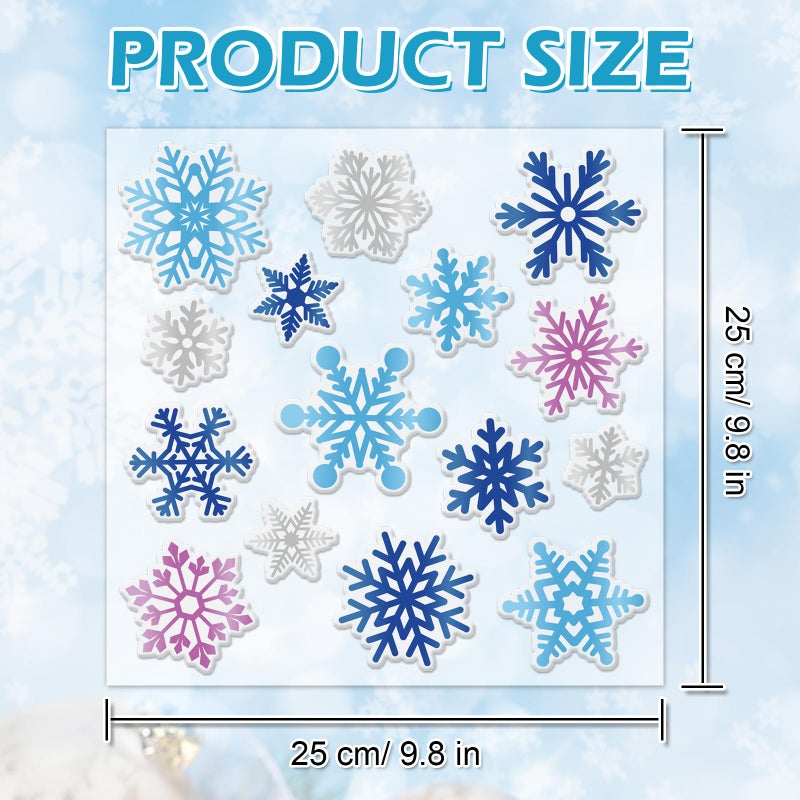 Whaline 30Pcs Winter Thick Gel Clings Christmas Blue Purple Silver Snowflake Window Gel Decals Cute Reusable Xmas Winter Window Clings for Home Classroom Nursery Frozen Party Supplies - Image 4