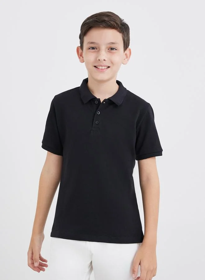 ستايلي Styli Boys Black Cotton Polo T-Shirt