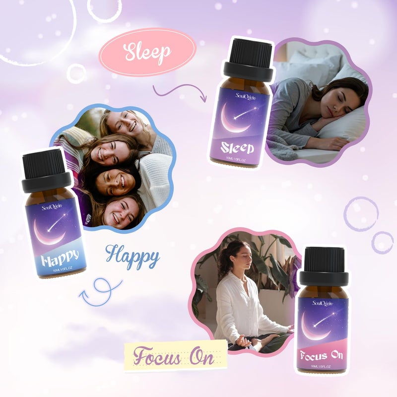 Soulorigin Essential Oil Blends, Essential Oils for Diffusers for Home, Best-Wishes Kit Scent Diffuser Oil, Use for Soap Candle Making- Sleep, Happy, Breathe, Inspire, Relax, Focus On - Image 2