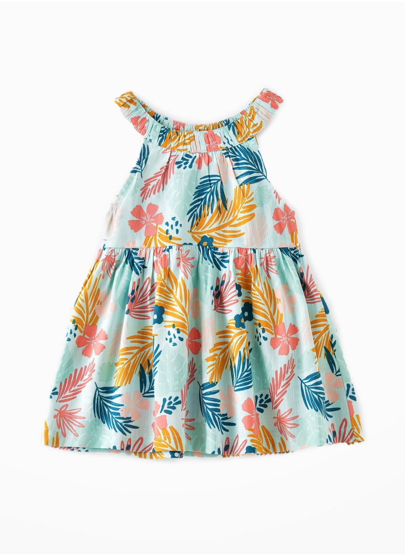 Jelliene Sunny Sprout: Girls' Flowy Viscose Dress Breezy Comfort & Springtime Bloom  - Image 1