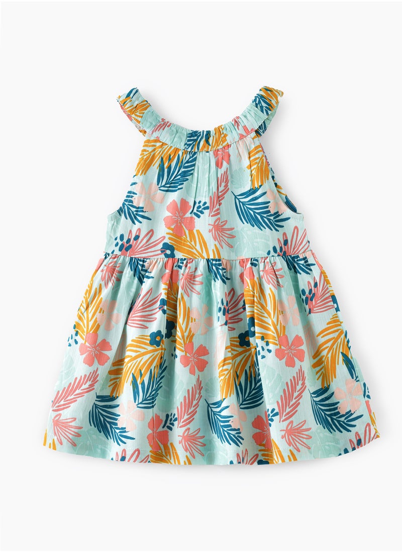 Jelliene Sunny Sprout: Girls' Flowy Viscose Dress Breezy Comfort & Springtime Bloom  - Image 2