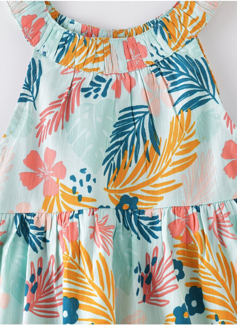 Jelliene Sunny Sprout: Girls' Flowy Viscose Dress Breezy Comfort & Springtime Bloom  - Image 3