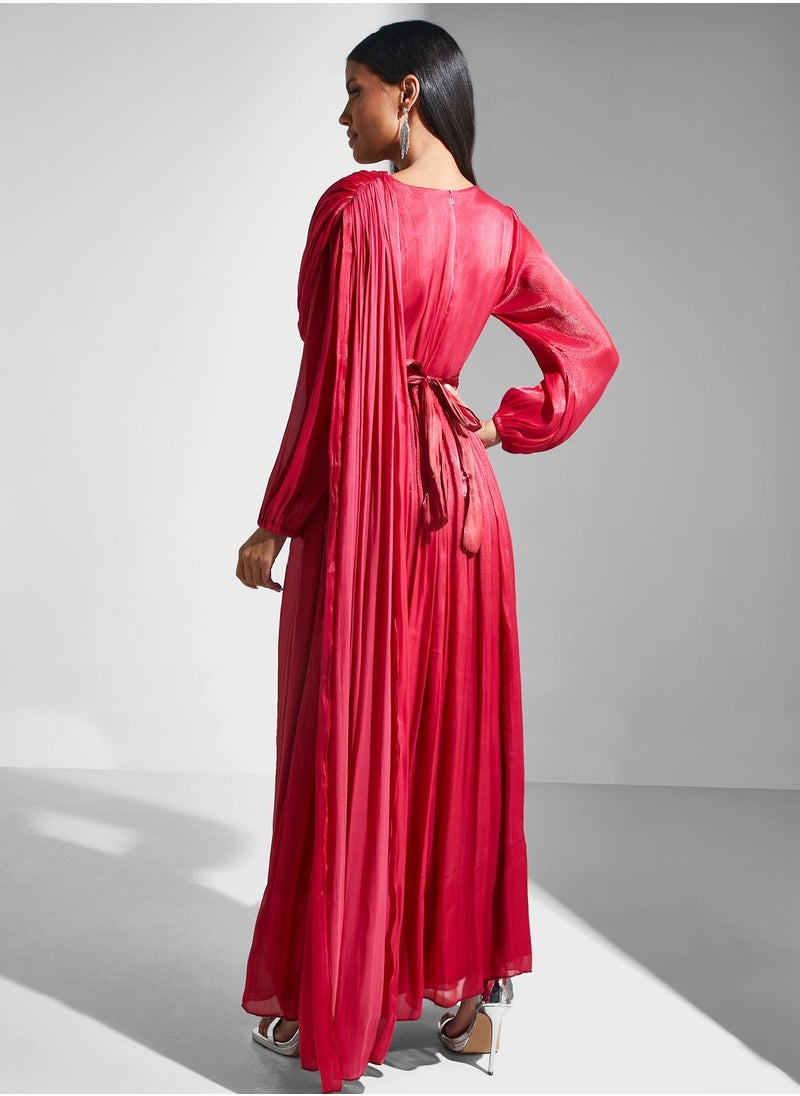 hayas closet - Lace Detail Belted Dress - Image 1