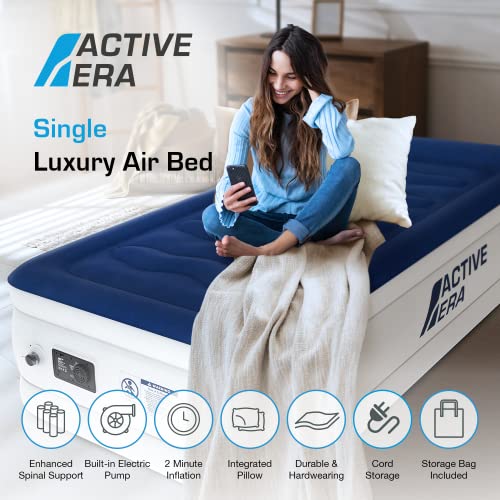 Active Era 21" Twin Air Mattress with Built-in Pump & Raised Pillow - Heavy Duty Puncture Resistant, Waterproof Blow Up Bed - Image 2