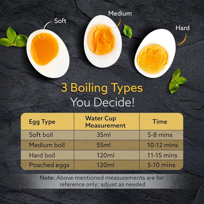 AGARO Grand Egg Boiler And Poacher, 2-in1 Boils 8 Eggs, Poach 4 Eggs, Steamed Vegetables, 3 Boiling Types, Stainless Steel Body, Transparent Lid, 500W, Silver - Image 3
