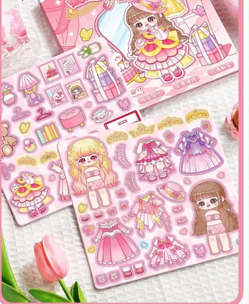 FAMOUS QUALITY DIY Magnetic Dress-Up Princhess |Pretend Play Toys for Girls| Magnetic Dress-Up Doll Book Toy for Girls – Reusable Magnetic Sticker Play Set with Stand & Scenes, 3 Year and Up - Image 2