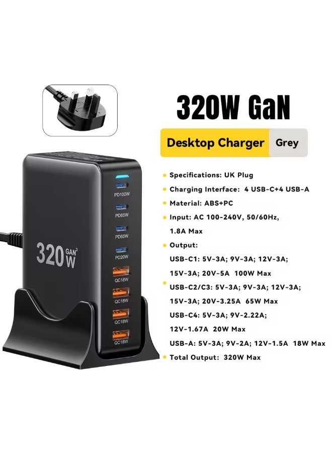 Essager 320W GAN Fast Charge 3.0 USB Type C Fast Charger 8-port 100W USB Type C PD Charger For MacBook Pro ipad iphone 16 15 14 - Image 1
