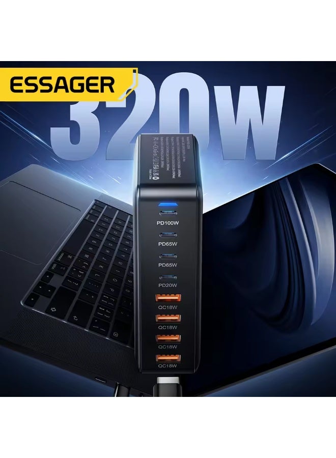 Essager 320W GAN Fast Charge 3.0 USB Type C Fast Charger 8-port 100W USB Type C PD Charger For MacBook Pro ipad iphone 16 15 14 - Image 2