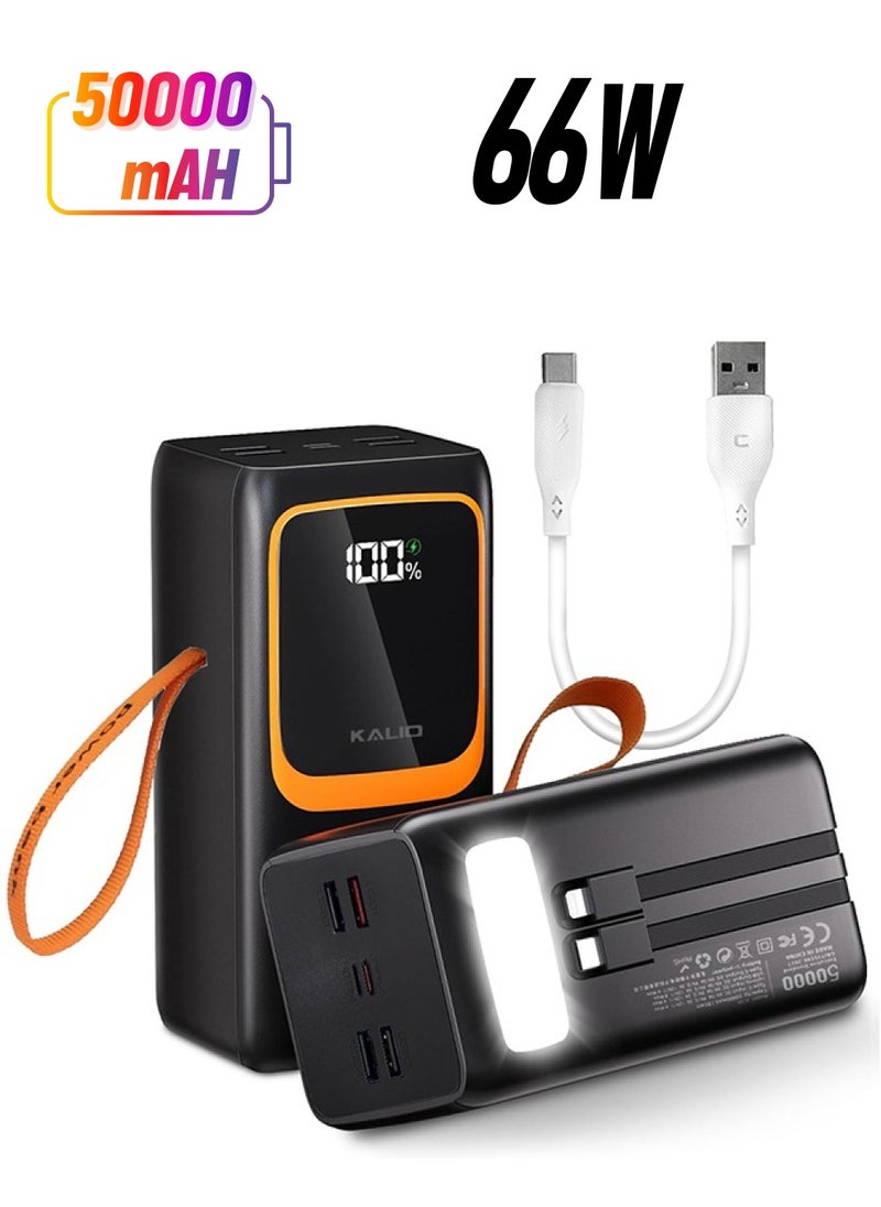 KALIO - PowerBank 50000mAh, 66W High-Speed Charging, Model K-A159 – Compact, Multi-Device Power Backup with USB-C, PD, and QC 3.0 / Black - Image 1