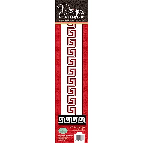 Designer Stencils Greek Key Side Cake foodgrade stencil 1 X 115 BeigeSemiTransparent - Image 1