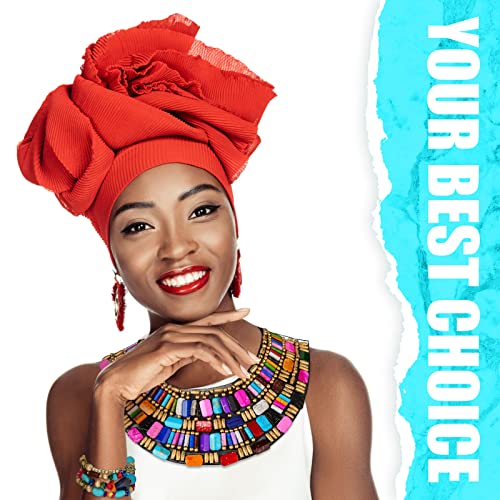 Bonuci 2 Pcs African Jewelry for Women African Chunky Choker Necklace Multicolour Bohemian Beads Jewelry Sets Rainbow Chunky Layered Beaded Bib Necklace for Women - Image 5