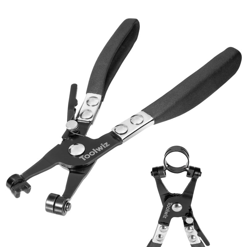 Toolwiz Hose Clamp Pliers Heavy Duty Hose Clamp Tool with Locking Device and Non-Slip Handle Removal and Installation Tool for Ring-Type and Flat-Band Hose Clamps (Black) - Image 1