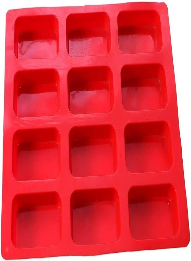 KITCHOOK Silicone Cupcake/Muffin Mould TP INCORP Silicone 12 Cavity Regtangle Shape Soap Mould/Mold 80-90g Pack of 1 (Pack of 1) AJ 031 - Image 1
