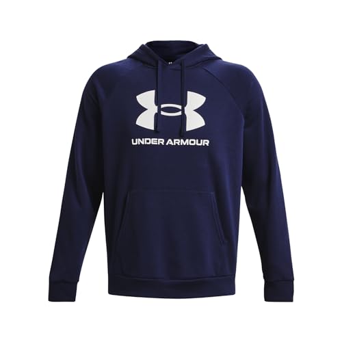 Under Armour Men's Rival Fleece Logo Hoodie, (410) Midnight Navy / / White, Medium - Image 5