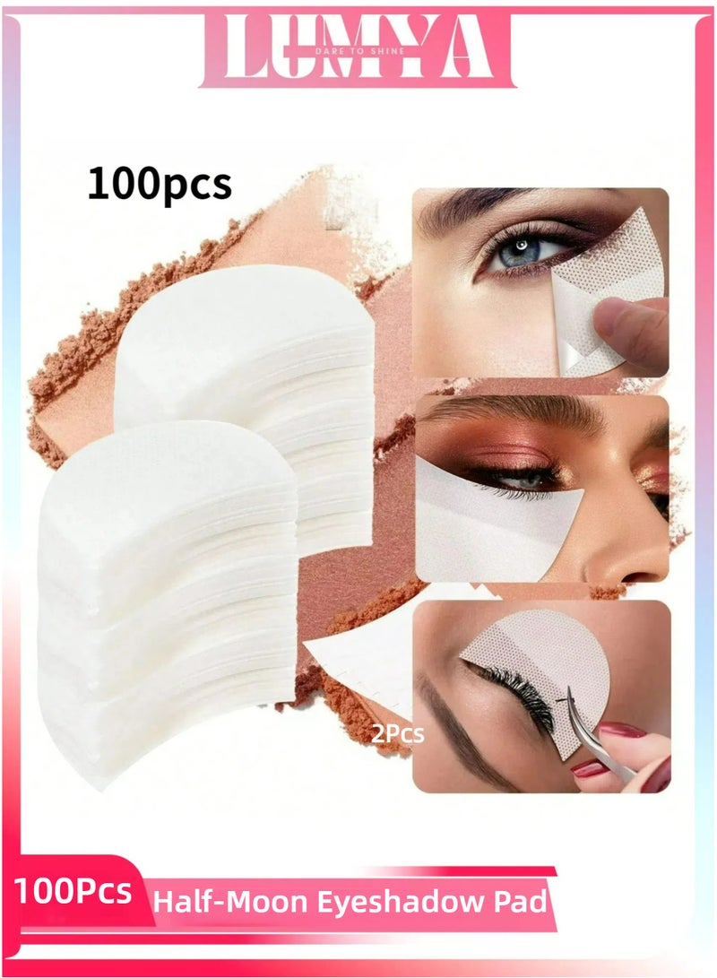 LUMYA 100 PCS Eyeshadow Shields , Disposable Eye Shadow Stencil Pads, Half-Moon Eyeliner Patches for Makeup, Lint-Free Under Eye Stickers for Eyelash Extension and Eyeshadow Application (White) - Image 1