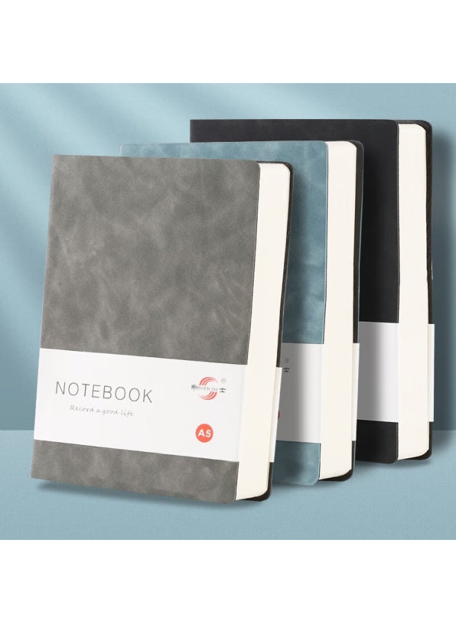 Shen Shi Shen Business Notebook, A5 Size, Leather-like Cover, Vintage Style, Journal, Diary, 180 Sheets, Thickened Notebook, Jd25-180 Gray, Customizable - Image 1