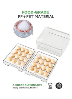 Arabest Egg & Food Storage Container, Double Layer Egg & Food Organizer with Drawer and Removable Drain Tray, Stackable Fridge Organizer for Egg Fruit Vegetable  - Image 2