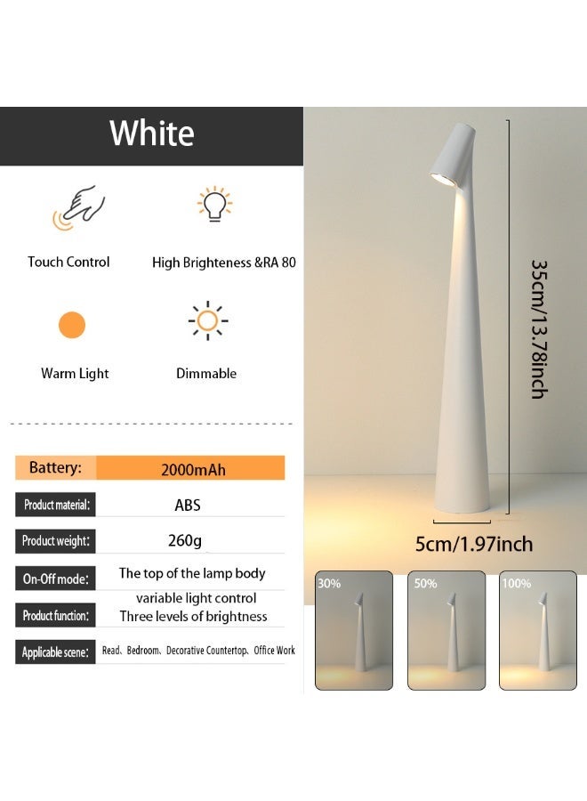 تيكن Touch Control LED Table Lamp – Rechargeable & Cordless with 3-Color Dimmable Light, Matte Plastic Shade, USB Charging – Modern Portable Downlight for Bedroom, Dining Table, Office, and Reading – Elegant Gift for Home Decor - Image 5